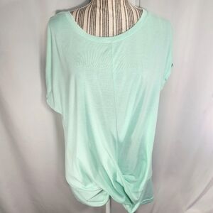 Designer NWOT Green Short Sleeve Knotted Front Hem Top Size XLarge